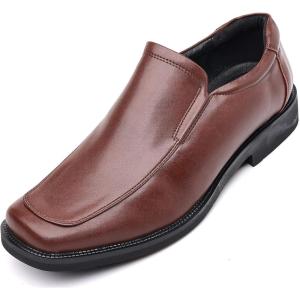 imageDADAWEN Mens Classic Leather Lined Formal Oxfords Slip on Casual Dress ShoesBrown