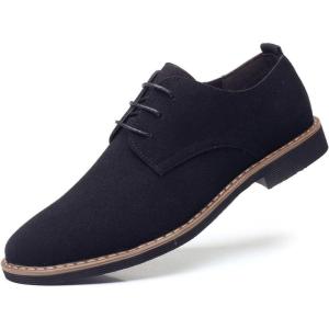 imageDADAWEN Mens Suede Dress Shoes Casual Lace Up Oxfords ShoesBlack