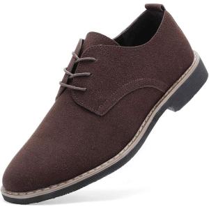 imageDADAWEN Mens Suede Dress Shoes Casual Lace Up Oxfords ShoesBrown