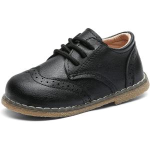 imageDADAWEN Toddler Boys Girls Dress Shoes Comfort Oxford Shoes Wedding Church Dress Shoes Lace Up School Uniform Loafer Flats ToddlerLittle KidBlack