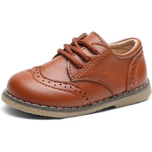 imageDADAWEN Toddler Boys Girls Dress Shoes Comfort Oxford Shoes Wedding Church Dress Shoes Lace Up School Uniform Loafer Flats ToddlerLittle KidBrown