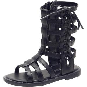 imageDADAWEN Toddler Girls Sandals Summer Open Toe Strapped Gladiator Sandals With Side Zipper ToddlerLittle KidBlack