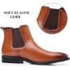 imageDADAWEN Mens Chelsea Boots Leather Casual Chukka Ankle Boots Classic Elastic Dress Boots for MenBrown 02