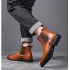 imageDADAWEN Mens Chelsea Boots Leather Casual Chukka Ankle Boots Classic Elastic Dress Boots for MenBrown 02