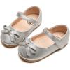 imageDADAWEN Toddler Little Girl Flower Girl Dress Shoes Cute Bow Girls Mary Jane Ballet Flats Party School Wedding ShoesSilver