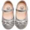 imageDADAWEN Toddler Little Girl Flower Girl Dress Shoes Cute Bow Girls Mary Jane Ballet Flats Party School Wedding ShoesSilver