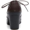 imageDADAWEN Womens Leather Classic Lace Up Platform Chunky MidHeel Square Toe Oxfords Dress Pump ShoesBrown