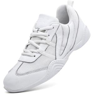 imageDADAWEN Cheer Shoes for Youth Girls Women White Cheerleading Dancing Shoes Athletic Training Tennis Walking Breathable Competition Cheer SneakersWhitewomen