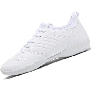 imageDADAWEN Cheer Shoes for Youth Girls Women White Cheerleading Dancing Shoes Athletic Training Tennis Walking Breathable Competition Cheer SneakersWhite02