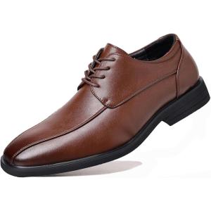 imageDADAWEN Mens Square Toe Business Dress Shoes Classic Lace Up Formal Oxford ShoesDark Brown