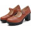 imageDADAWEN Womens Chunky Low Block Heels Mary Jane Closed Toe Work Pumps Comfortable Round Toe Oxfords Dress Wedding ShoesBrown