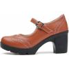 imageDADAWEN Womens Chunky Low Block Heels Mary Jane Closed Toe Work Pumps Comfortable Round Toe Oxfords Dress Wedding ShoesBrown
