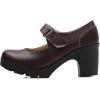 imageDADAWEN Womens Leather Classic Mid Heel Mary Jane Square Toe Oxfords Platform Dress Pumps ShoesBrown