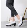 imageDADAWEN Womens Leather Classic Mid Heel Mary Jane Square Toe Oxfords Platform Dress Pumps ShoesWhite
