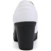 imageDADAWEN Womens Leather Classic Mid Heel Mary Jane Square Toe Oxfords Platform Dress Pumps ShoesWhite