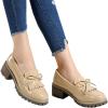 imageDADAWEN Womens Loafers Tassel Slip On Platform Chunky Penny Heeled Loafers for Women Dressy and Work Womens Business Casual ShoesApricot