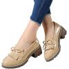 imageDADAWEN Womens Loafers Tassel Slip On Platform Chunky Penny Heeled Loafers for Women Dressy and Work Womens Business Casual ShoesApricot