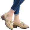 imageDADAWEN Womens Loafers Tassel Slip On Platform Chunky Penny Heeled Loafers for Women Dressy and Work Womens Business Casual ShoesApricot