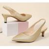 imageDADAWEN Womens Pointed Toe Slingback Kitten Heel Wedding Party Dress Pump ShoesGold