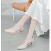 imageDADAWEN Womens Closed Toe TStrap Buckle Low Heel Party Bridal Wedding Dress Pump ShoesGold