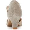 imageDADAWEN Womens Closed Toe TStrap Buckle Low Heel Party Bridal Wedding Dress Pump ShoesGold