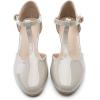 imageDADAWEN Womens Closed Toe TStrap Buckle Low Heel Party Bridal Wedding Dress Pump ShoesGrey