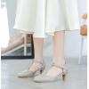 imageDADAWEN Womens Closed Toe TStrap Buckle Low Heel Party Bridal Wedding Dress Pump ShoesGrey