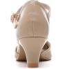 imageDADAWEN Womens Closed Toe TStrap Buckle Low Heel Party Bridal Wedding Dress Pump ShoesNude