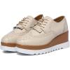 imageDADAWEN Womens Fashion Tassels SquareToe Laceup Platform Wedge Oxford ShoesBrogueBeige