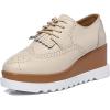 imageDADAWEN Womens Fashion Tassels SquareToe Laceup Platform Wedge Oxford ShoesBrogueBeige
