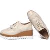 imageDADAWEN Womens Fashion Tassels SquareToe Laceup Platform Wedge Oxford ShoesBrogueBeige
