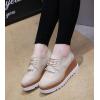 imageDADAWEN Womens Fashion Tassels SquareToe Laceup Platform Wedge Oxford ShoesBrogueBeige