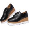 imageDADAWEN Womens Fashion Tassels SquareToe Laceup Platform Wedge Oxford ShoesBrogueBlack