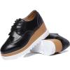 imageDADAWEN Womens Fashion Tassels SquareToe Laceup Platform Wedge Oxford ShoesBrogueBlack