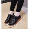 imageDADAWEN Womens Fashion Tassels SquareToe Laceup Platform Wedge Oxford ShoesBrogueBlack