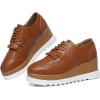 imageDADAWEN Womens Fashion Tassels SquareToe Laceup Platform Wedge Oxford ShoesBrogueBrown