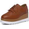 imageDADAWEN Womens Fashion Tassels SquareToe Laceup Platform Wedge Oxford ShoesBrogueBrown