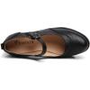 imageDADAWEN Womens Leather Classic Mary Jane Ankle Strap Round Toe Mid Heel Platform Pumps Oxfords Dress ShoesBlack