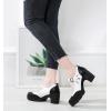 imageDADAWEN Womens Leather Classic Mary Jane Ankle Strap Round Toe Mid Heel Platform Pumps Oxfords Dress ShoesBlackWhite