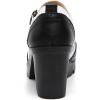 imageDADAWEN Womens Leather Classic Mary Jane Ankle Strap Round Toe Mid Heel Platform Pumps Oxfords Dress ShoesBlackWhite
