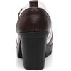 imageDADAWEN Womens Leather Classic Mary Jane Ankle Strap Round Toe Mid Heel Platform Pumps Oxfords Dress ShoesBrownWhite