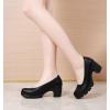 imageDADAWEN Womens Leather Classic Platform Mid Heel Round Toe Oxfords Dress Pumps Office Party Wedding Shoes Black US Size 65