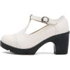 imageDADAWEN Womens Leather Classic TStrap Platform Chunky MidHeel Mary Jane Square Toe Oxfords Dress Pump ShoesBeige