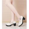imageDADAWEN Womens Leather Classic TStrap Platform Chunky MidHeel Mary Jane Square Toe Oxfords Dress Pump ShoesBeige