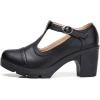 imageDADAWEN Womens Leather Classic TStrap Platform Chunky MidHeel Mary Jane Square Toe Oxfords Dress Pump ShoesBlack