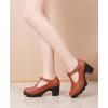imageDADAWEN Womens Leather Classic TStrap Platform Chunky MidHeel Mary Jane Square Toe Oxfords Dress Pump ShoesBrown