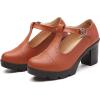 imageDADAWEN Womens Leather Classic TStrap Platform Chunky MidHeel Mary Jane Square Toe Oxfords Dress Pump ShoesBrown