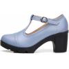 imageDADAWEN Womens Leather Classic TStrap Platform Chunky MidHeel Mary Jane Square Toe Oxfords Dress Pump ShoesLight Grey