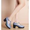 imageDADAWEN Womens Leather Classic TStrap Platform Chunky MidHeel Mary Jane Square Toe Oxfords Dress Pump ShoesLight Grey