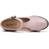imageDADAWEN Womens Leather Classic TStrap Platform Chunky MidHeel Mary Jane Square Toe Oxfords Dress Pump ShoesLight Pink